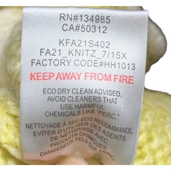 For Love & Lemons Celeste Twist Front Crop Sweater Yellow Green Cozy NWT Size S - Picture 11 of 11